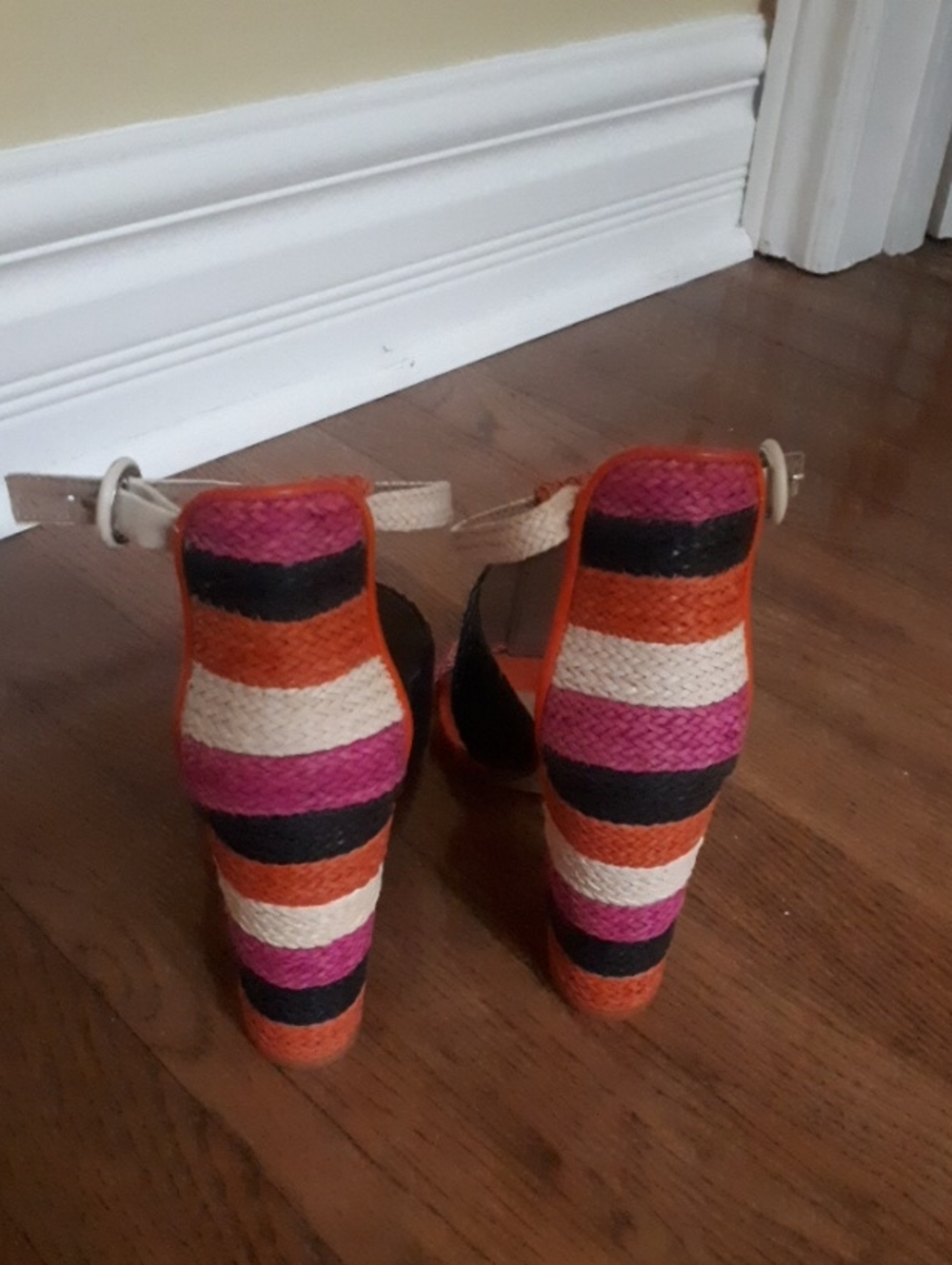 Rare Zara Orange Multicolor Strappy High-Heel Sandals - Picture 2 of 5